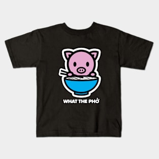 Year Of The Pig What The Pho Noods Funny Cute Ramen Joke Pet Bambu Brand Kids T-Shirt